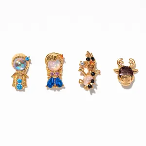 Disney Frozen Cartoon Earrings Set - Unisex Collection of Four Unique Designs Featuring Popular Characters
