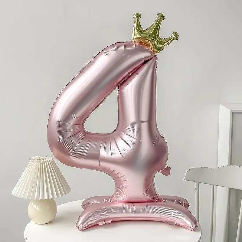 40 Inch Number Balloon with Crown Design Base, 1 Count Crown Shaped Number Balloon, Party Balloon for Birthday Party Decorations Wedding Anniversary Decoration