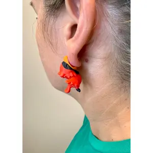 Baby Cardinal Chomper Earrings | Cute Cardinal Dangle Jewelry | Bird Lover Gift | Hypoallergenic 3D Printed