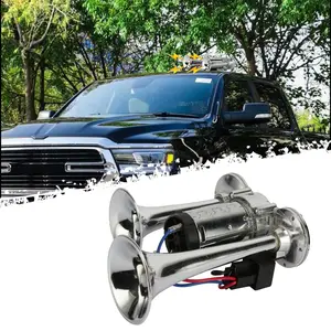 DIBMS 600DB Super Loud Dual Electric Air Horns Kit for Vehicles - With Compressor, Applicable for Cars, SUVs, Trucks, Boats (Sliver)