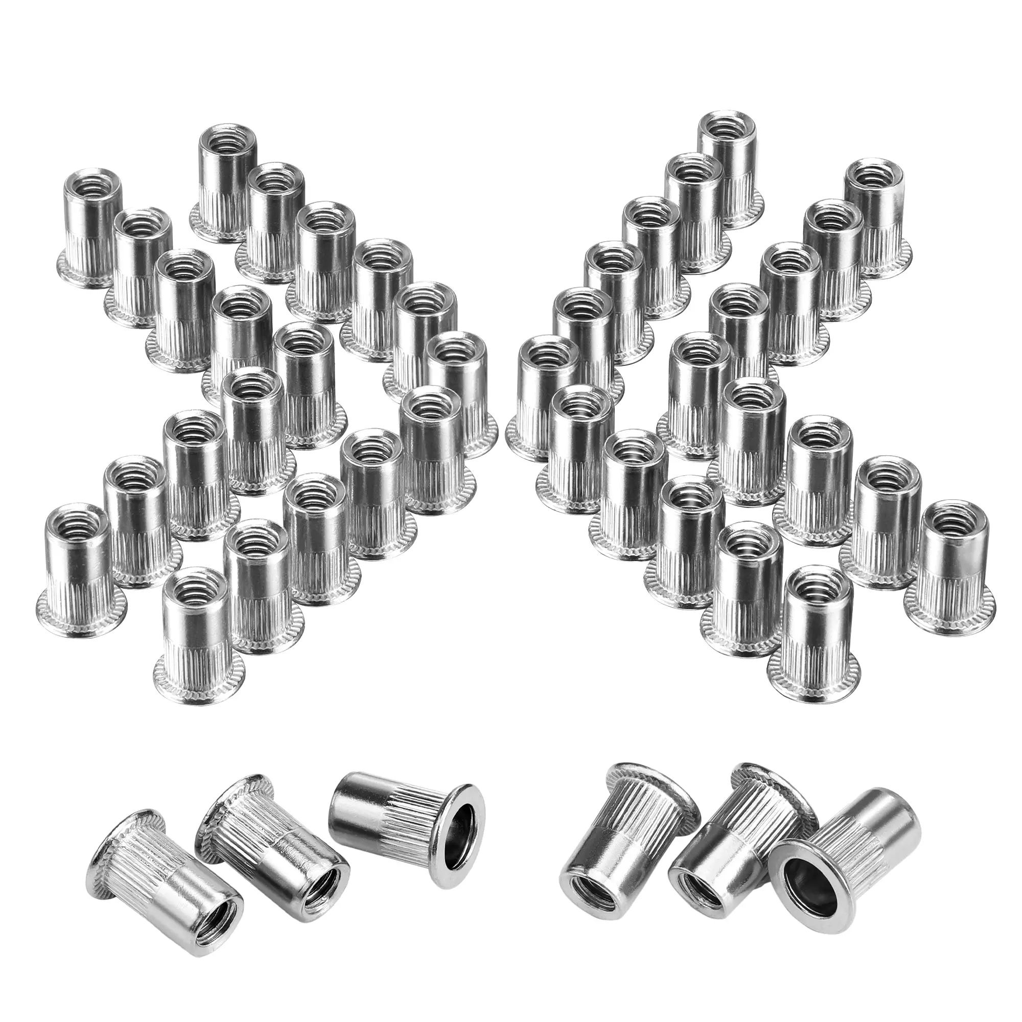 #fathersdaygift WORKPRO Rivet Nuts, Zinc Plated Carbon Steel Rivnut, Flat Head Threaded Insert Nutserts with Knurled Body