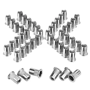 #SpringGlowUp WORKPRO Rivet Nuts, Zinc Plated Carbon Steel Rivnut, Flat Head Threaded Insert Nutserts with Knurled Body