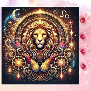 5D DIY Full Drill Round Diamond Painting - Diamond Art Kit Constellation Leo Mosaic, Canvas DIY Decorative Painting, Home Wall Decor, Ideal for Halloween and Christmas, Birthday and Anniversary Gifts.