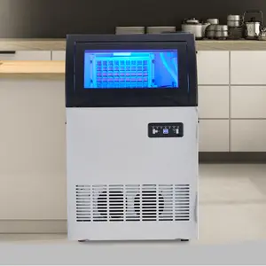Commercial Ice Maker Machine 100lbs/24H, Under Counter Stainless Steel Ice Machine with 33lbs Storage Bin, Freestanding Clear Ice Cube Maker for Restaurant, Bar and Home