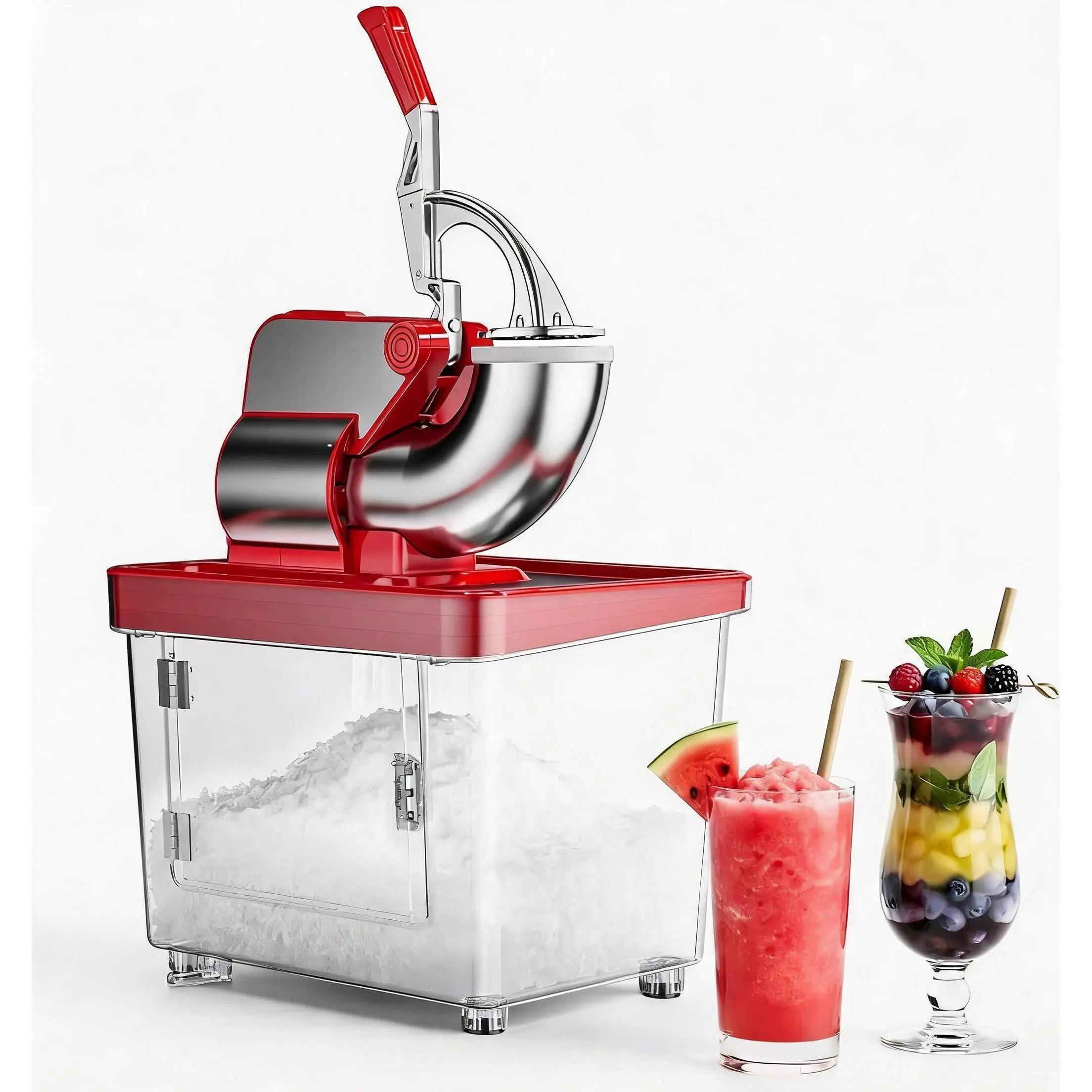 Commercial Ice Crusher Machine with 4 Blades, 1450RPM 661LBS/H Ice Shaver with 34L Storage Box, 300W Stainless Steel Snow Cone Machine for Home Use, Bars, Cafes, Parties,summerwins,home essentials