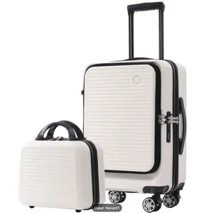 Carry-on Luggage 20 Inch Front Open Luggage Lightweight Suitcase with Front Pocket and USB Port, 1 Portable Carrying Case