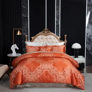 Jacquard Comforter Queen Gold Bedding Taupe Satin Sheet Set 8 Pcs Embroidery Neoclassical Floral Home Decor Soft Luxury Hotel Silky Bed in a Bag with 1 Cushion Cover