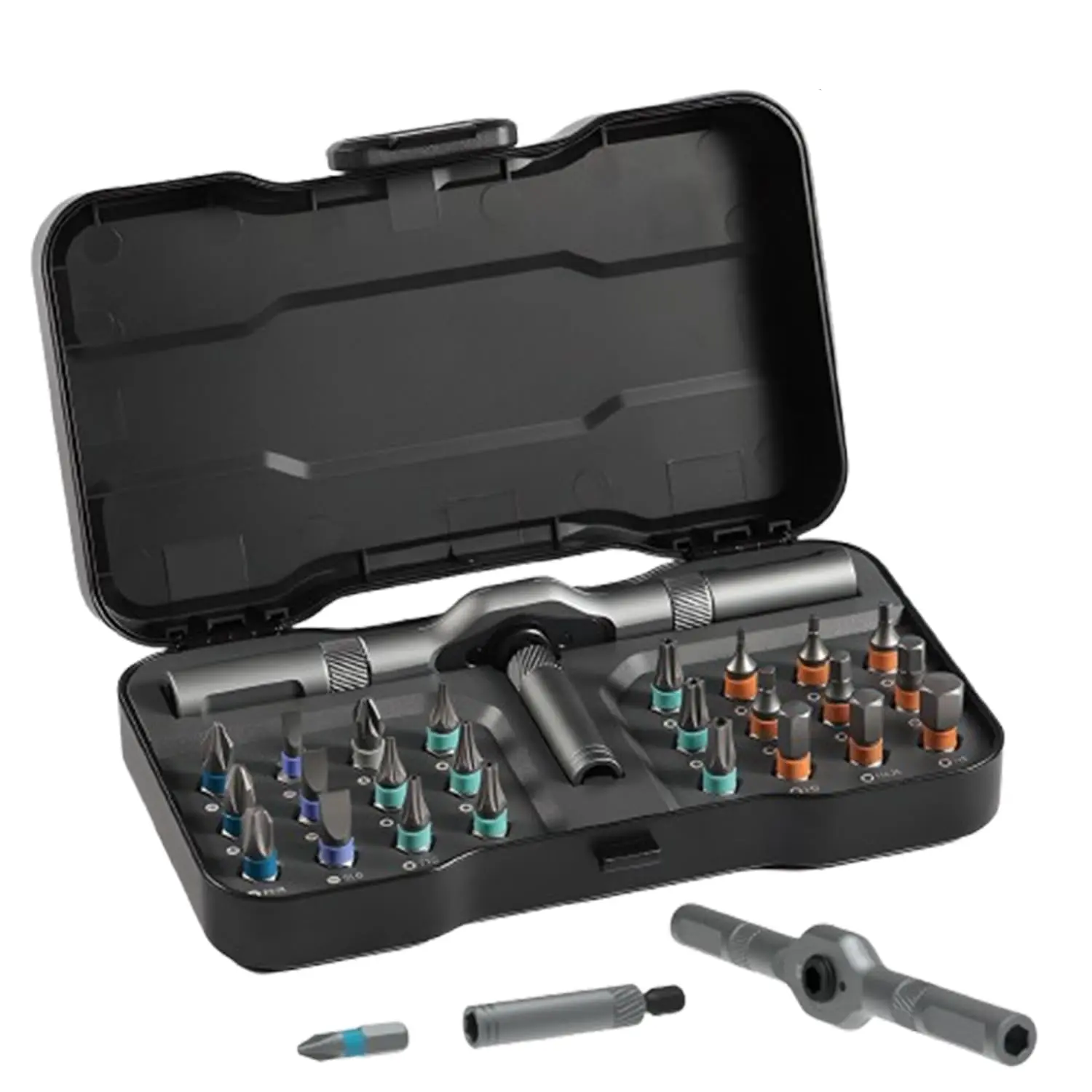 24-in-1 High Magnetic DIY Screwdriver Kit, Compact Portable Multipurpose Set with Removable Ratcheting Allen Wrench, Self-Assembly Precision Dismantling Tool for PC/Mobile Phone, Black with Storage Case, Multipurpose Screwdriver Kit