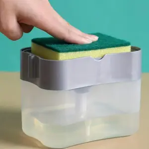 Upgrade Your Kitchen Sink with this Stylish Metallic Silvery Dish Soap Dispenser & Sponge Holder Soap Container - 0.37lb Soap Canister