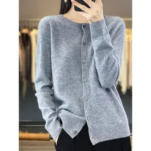 Sweaters Cashmere Cardigan Spring Autumn Women O-Neck Knitwear Tops Clothing Fashion Basic Tops