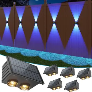 Outdoor Solar Wall Light, 4LED 8 Colors & 9 Modes Bright & Down Solar Wall Light, IP65 Waterproof Outdoor Solar Light, Suitable for Fence/Deck/Patio/Garage, Solar Wall Lamp