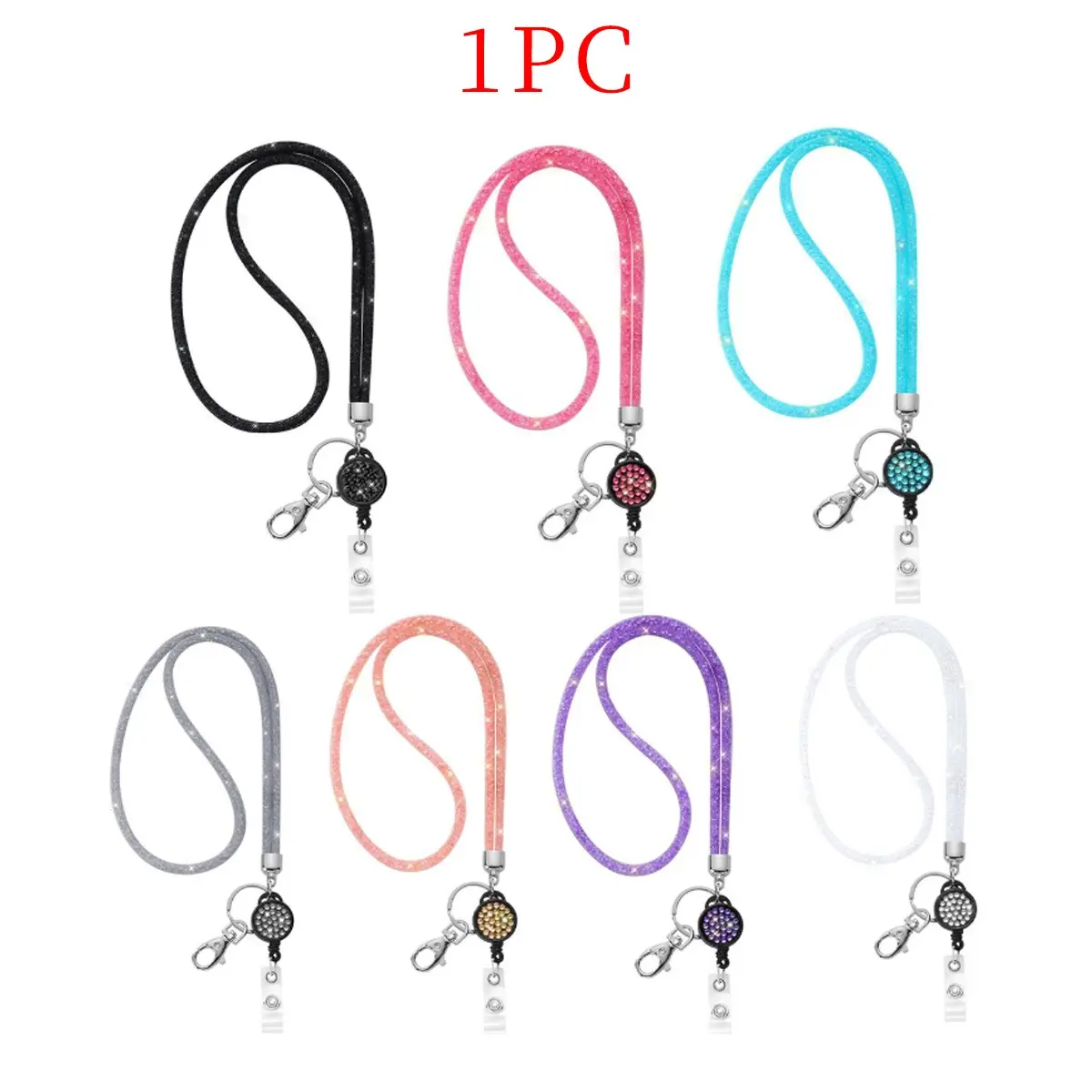 Rhinestone Decorated Lanyard, 1 Count Shiny ID Badge Holder Lanyard, Badge Decoration, Identification Badges & Supplies for Office School, Personalized Lanyard, Lanyards With Id Holder, Name Tag Lanyards, Id Card Lanyard