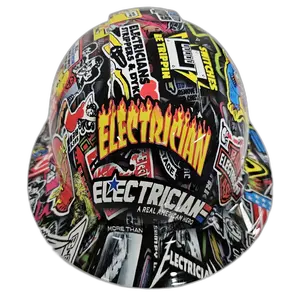 Electrician Trade Sticker Bomb - Custom Hydro Dipped Full Brim Hard Hat