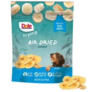 Dole for Pets Air Dried Banana Dog Treats - Made with Real Banana, Single Ingredient, Limited Ingredient Dog Treats, No Wheat, Corn, Soy, Artificial Flavors, Colors, or Preservatives, 6 Oz