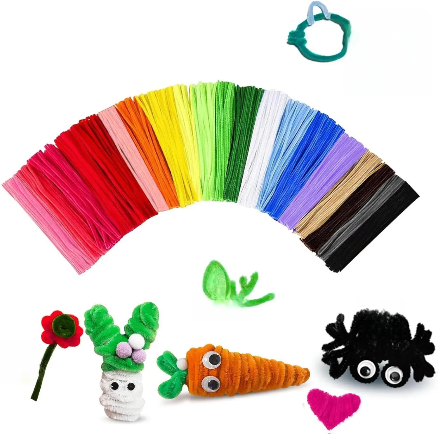 200 Pcs Multi-Colored Chenille Stems, DIY Crafts Supplies for Toys & Hobbies Projects