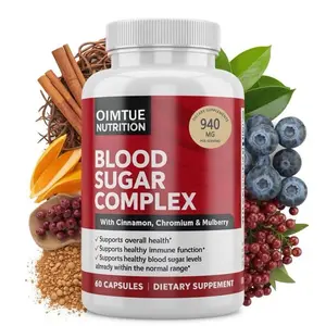Blood Sugar Complex Supplement – Supports Healthy Glucose Levels with Cinnamon, Chromium & Bitter Melon ，20 Active Ingredients，Non-GMO, 60 Capsules (1pcs)