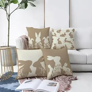 4pcs Easter Rabbit Decorative Pillowcases, Multiple Specifications Available, Multi - Color, Stylish & Simple Design, Ideal for Home Decoration, Soft Fabric Cushion Covers