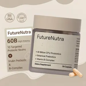 FutureNutra - 60 Billion CFU Probiotics + Prebiotics & B Vitamin Complex | Daily Synbiotic Supplement for Core Balance | 10 Strains & Chicory Root for Microbiome Harmony & Daily Energy | 30 Capsules