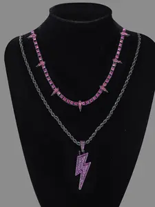 Lightning Charm Necklace, Fashion Spiked Design Jewelry for Party, Daily Clothing Decor, Trendy All-match & Exquisite Jewelry for Birthday Gift