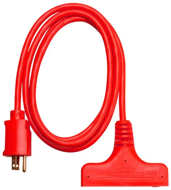 212 MAIN 04004ME 6 ft. Red 3-Outlet Indoor-Outdoor Extension Cord Power Strip, 15A Rating, 125V, UL Listed, Large Home Appliances Accessory, 3 Outlet Extension