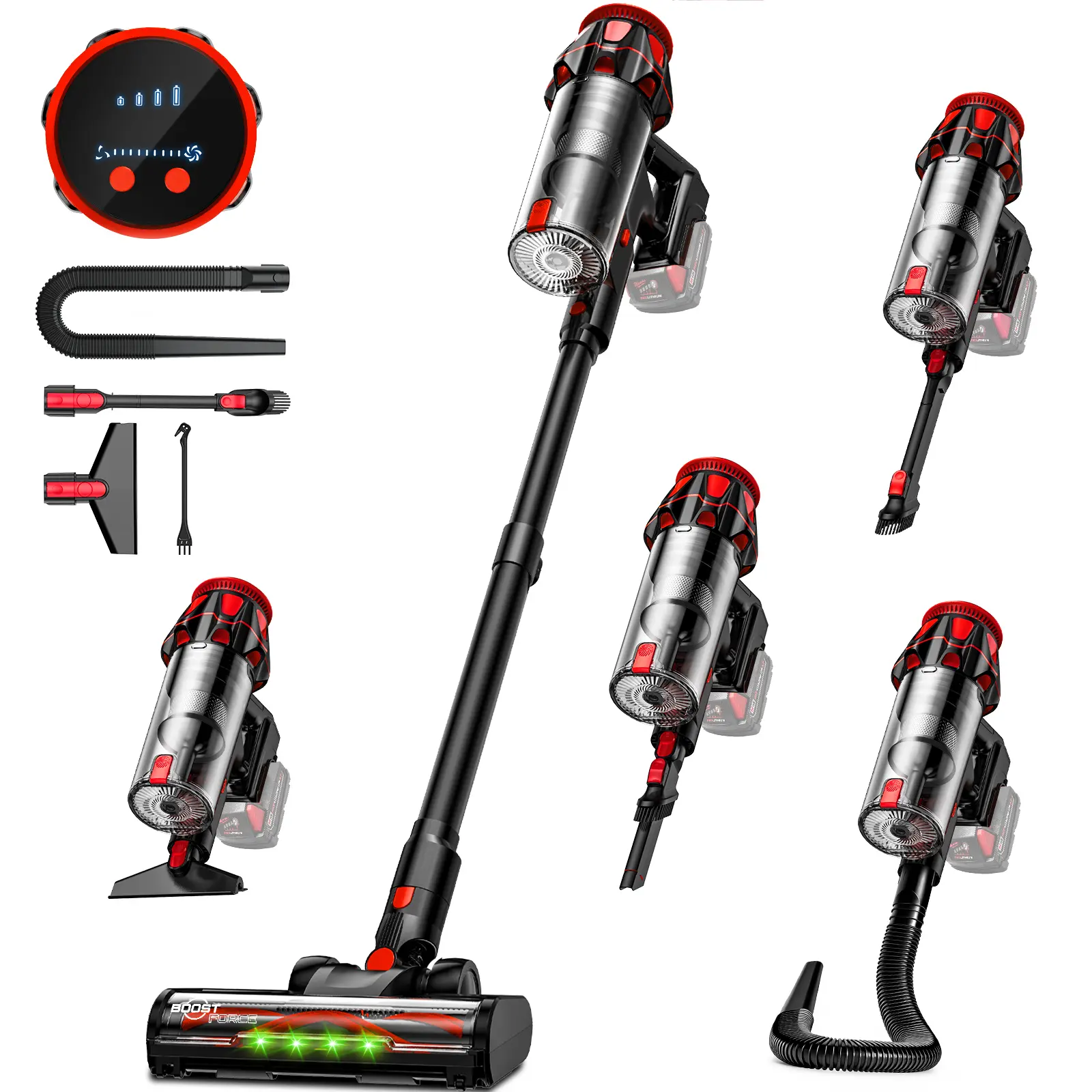 Cordless Vacuum Cleaner for Milwaukee Battery, Vacuum Cleaners for Home, Self-Standing Stick Vac/ LED Display, Anti-Tangle Lightweight Vacuum for Carpet, Floor, Car(Battery Not Included)