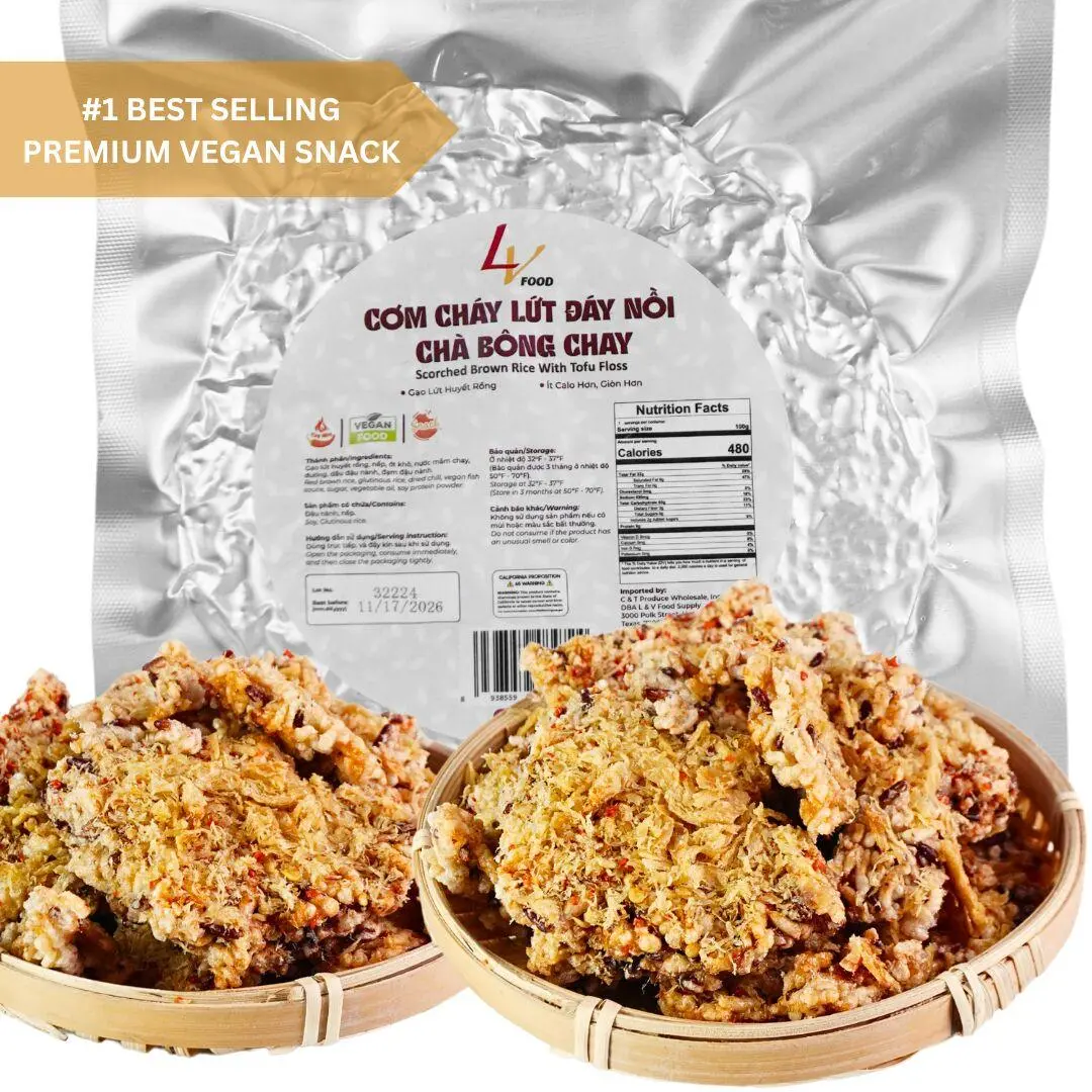 Scorched Brown Rice with Tofu Asian Snack Pack, Non-Fried, Vegan, Crunchy, Flavorful Dried Pantry Snack, Dried Snack