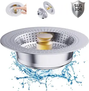 Upgraded Universal 3-in-1 Kitchen & Bathroom Sink Stopper - Stainless Steel Anti-Clog Basket Strainer for US Drains drain hole clog  free  sink