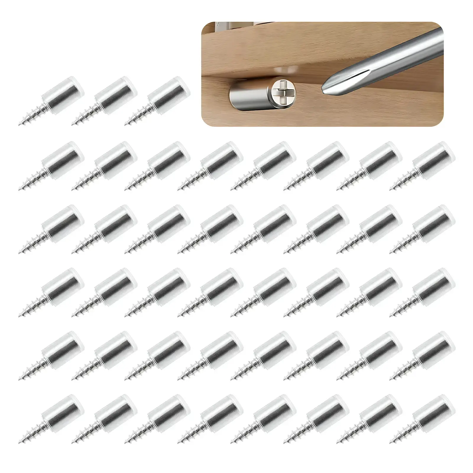 40Pcs Metal Anti-Slipping Screw-In Shelf Pins Set - Self-Tapping, Rust-Proof, Waterproof Floating Bracket Shelf Hardware Accessories for Wooden Cabinets, DIY Projects (20-25Kg Load Capacity)