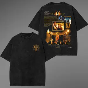 The Mummy Vintage Tee 1999 Adventure Horror Movie Shirt Washed Black Retro Graphic for Classic Film Fans