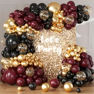 Burgundy Balloon Arch Garland Kit 164 count Metallic Rose  Maroon  Balloons in Different Sizes for  Shower Valentines Day Bridal Shower Wedding Birthday Party Decorations