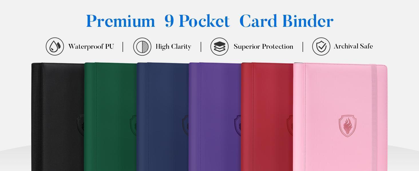Premium 9 Pocket Card Binder for 540 Cards, PU Cover Trading Card Binder, Sturdy Card Collection Album, Sleek Card Holder Folders for Game Cards & Sports Cards, Pink