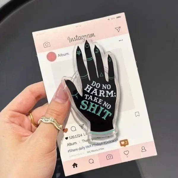 Do No Harm, Take No Sht MagSafe Phone Grip, Horror Aesthetic Magnetic Phone Holder, Kawaii Scary Fan Gift , Kindle Accessories sticky Baby mount Library Card Flower-Shaped Multi-Functional Stand Universal Car Double-Sided Octo Adjustable Portable