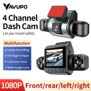 080p Four-Channel HD Car Dvr, Night Vision & Loop Recording, Collision Lock, Wide-Angle Lens Monitoring Front/back/low/side, Reliable Safety Camera