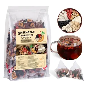 Ginseng Five Treasures Kidney Tea, Traditional Chinese Herbal TeaBags, Natural Kidney Cleanse Detox Tea for Women & Men, 7 Precious Ingredients Formula(1 Pack/25 Bags) Beverage
