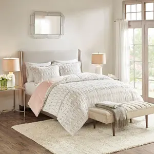 Reversible King-Cal King Back Print Long Faux Fur Comforter Mini Set - Brushed Texture, Luxurious Appearance, Faux Fur Blanket