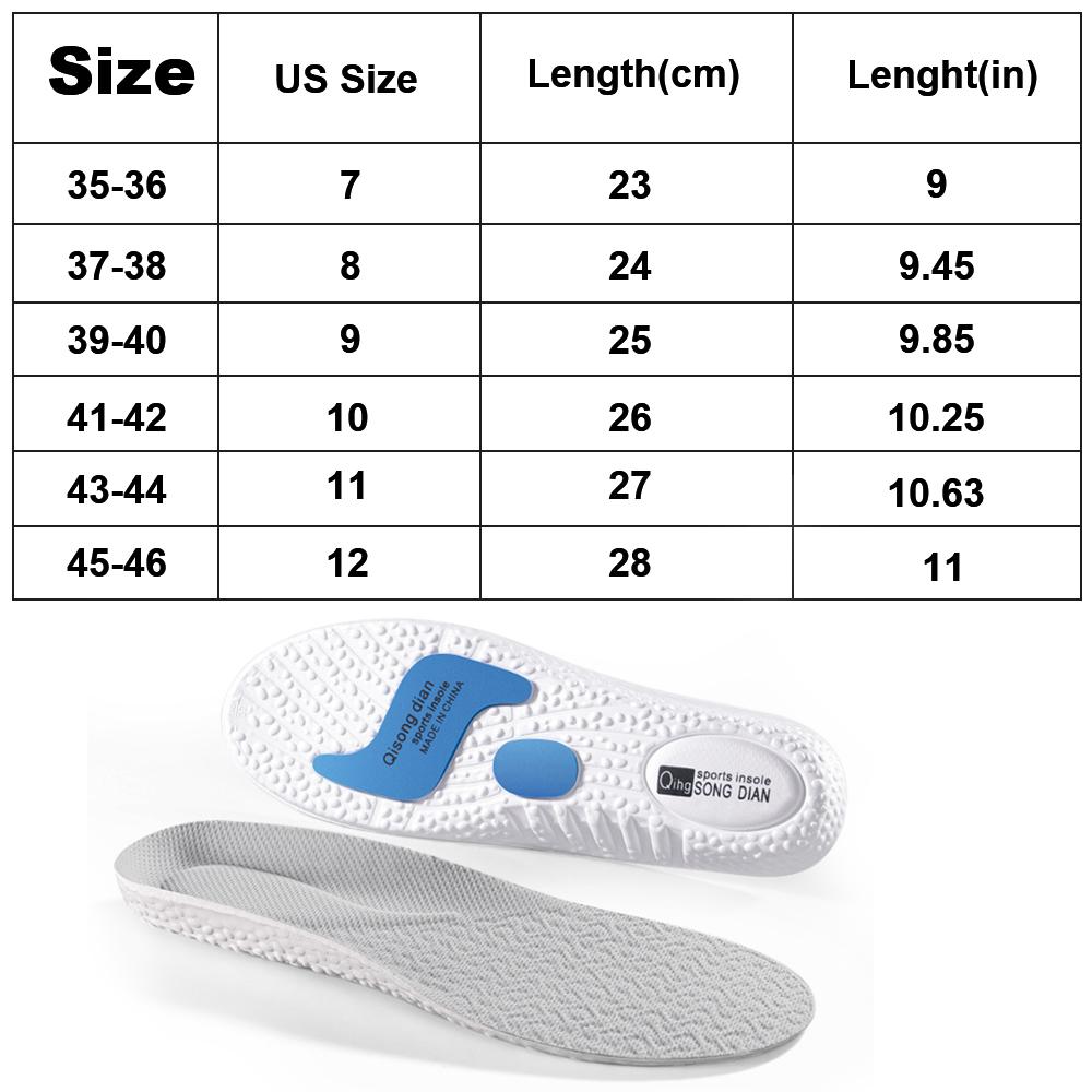 2Prs Per Pack Air Cushion Sport Insoles with High-Elastic TPE Heel Cushion, Shock-Absorbing & Sweat-Wicking Design, Provides All-Day Comfort & Relief for Heel Discomfort, Ideal for Running, Walking, Hiking & Daily Wear