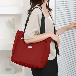 Casual Tote Bag ,With Zipper & Water Bottle Pocket Large Capacity Shoulder Bag Foldable Durable Lightweight  Shoulder Bag