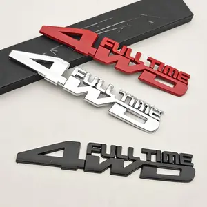1pc 3D Metal Car Badge Fender Trunk Full Time 4WD Logo Sticker Emblem For Toyota Prado Honda Jeep Ford Mitsubishi Jeep Compass Grand Cherokee Kia Auto Decal Accessories Sticker For Cars