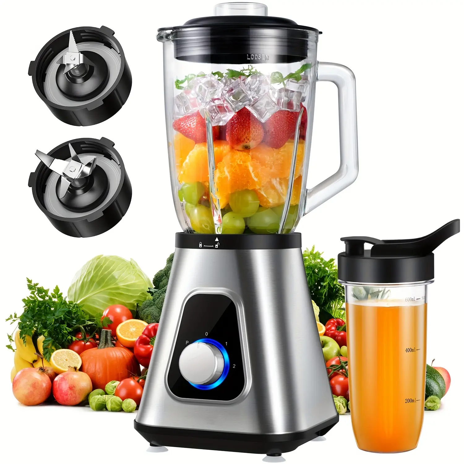 Shakes And Smoothies, 52 Oz Countertop Blender & 22 Oz Personal Blender Combo, 3 Adjustable Speed For Frozen Fruit Drinks, Smoothies, Sauces, Large Capacity