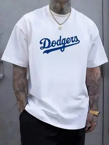 Dodgers T-Shirt 1 Unit Of 220 Grams, 100% Cotton T-Shirt With Digital Print, Baseball Style, Men's Casual Shirt, Sporty Design For Summer, Urban Clothing, For Baseball Fans.