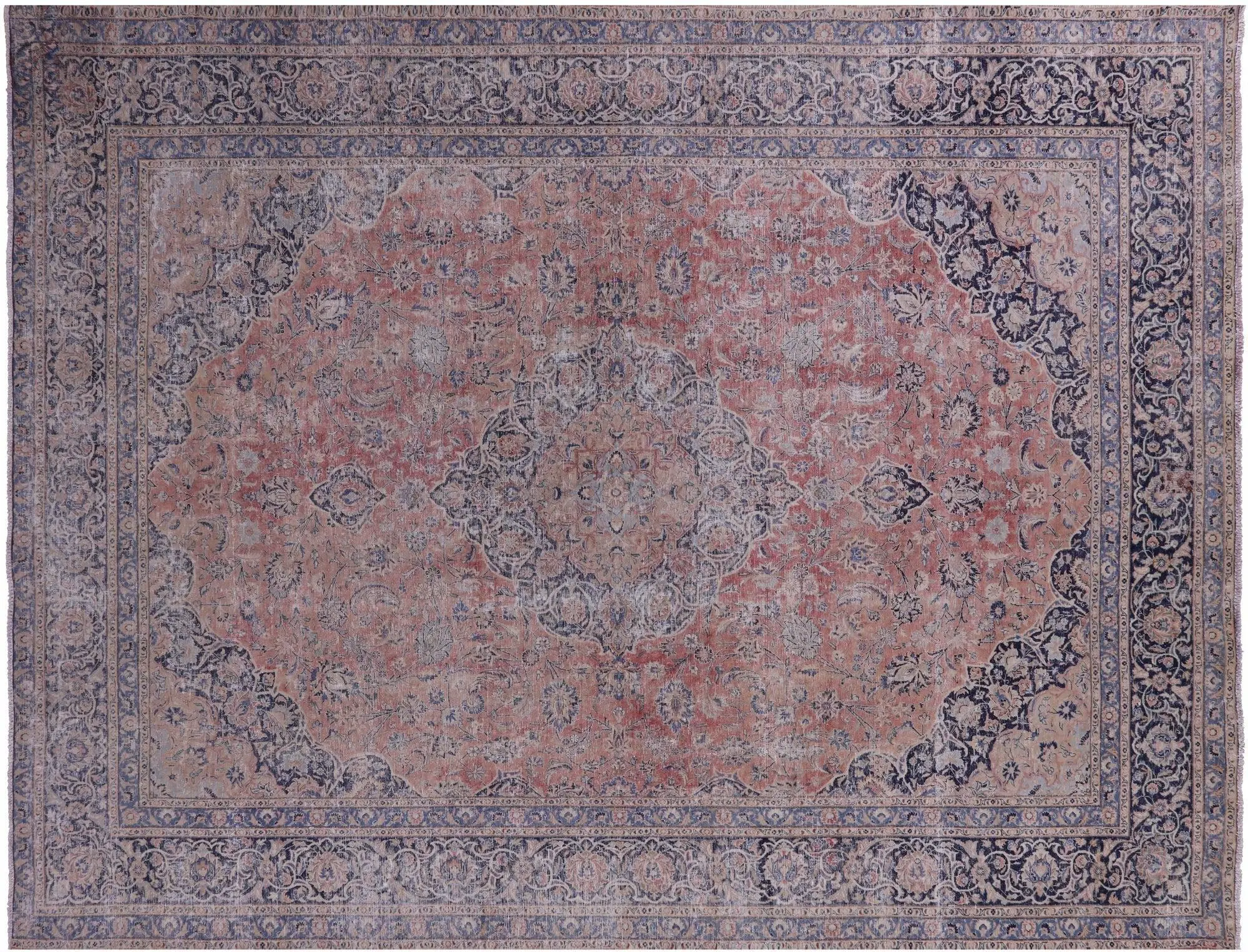 SUPER SALE Pink Handmade Persian Vintage Wool Rug 9' 8" X 12' 8" - Q19607