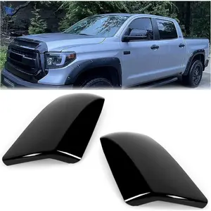 Mirror Covers Caps Kit Compatible with 2007-2022 Toyota Tundra Crewmax Sequoia Glossy Black Car Accessories Truck Replacement Automotive Vehicle