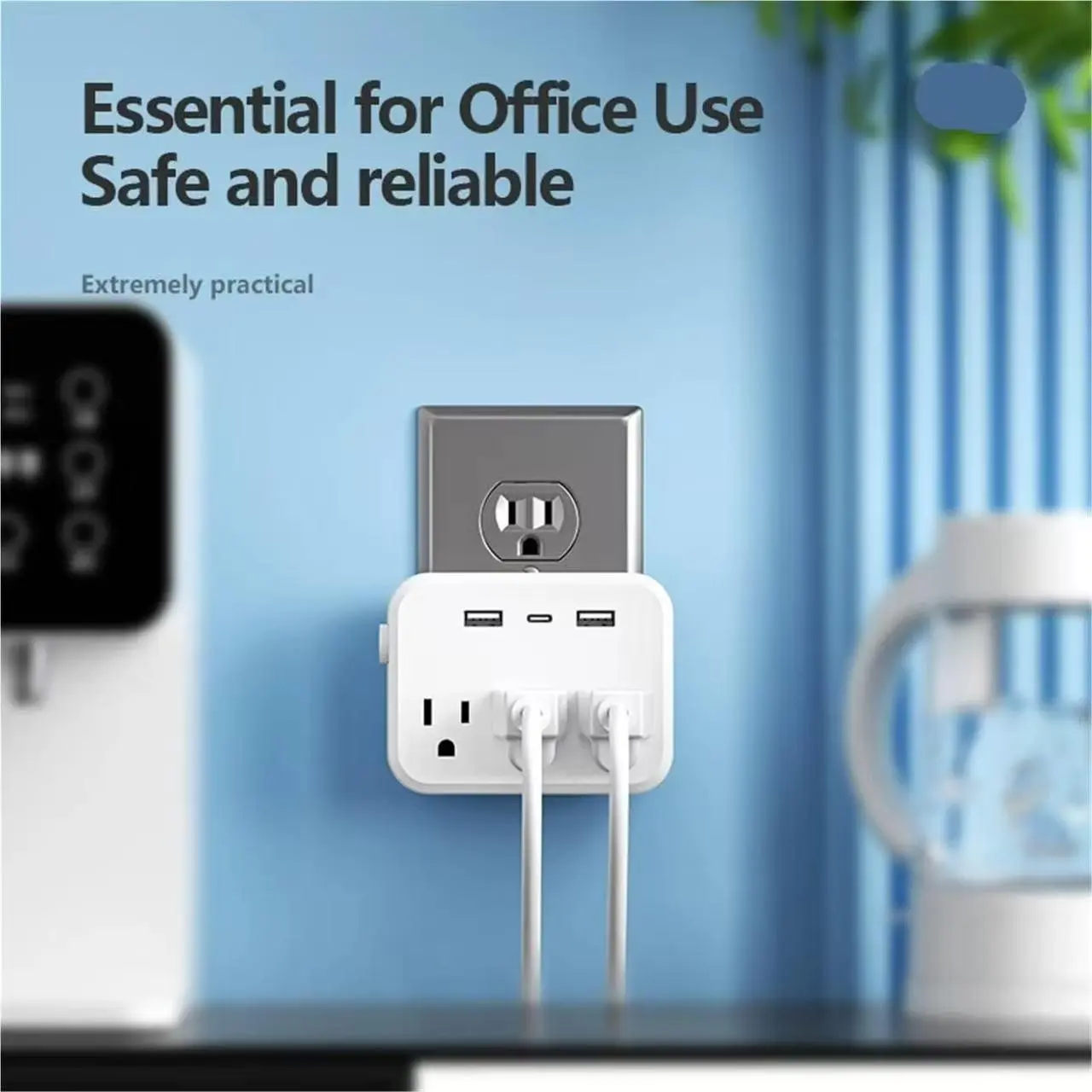 USB Wall Charger Outlet Adapter, 3 USB Ports Charging Station, Multi-Plug Outlet Extender for Home, Office, and Travel Usb Plug In