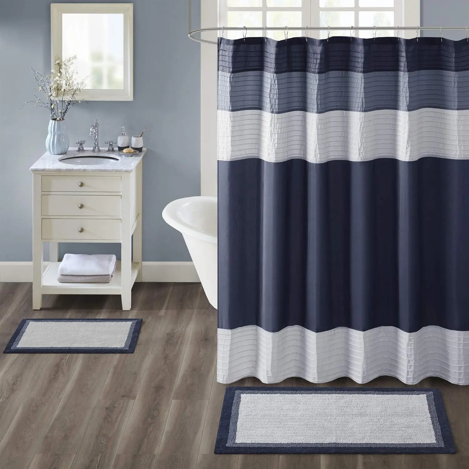 Amherst Traditional Durable Cotton Tufted Rectangle Bathroom Rug - Ultra Soft, Non-Slip, Absorbent Quick Dry Bath Mat for Tub, Indoor Machine Washable Slip Resistance Decorative Mat