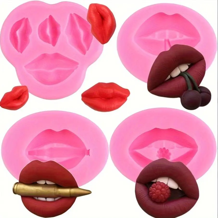 BPA-Free Flexible Custom Lip-Shaped Silicone Mould - Kitchen Bakeware for Chocolate, Sweet Moulds, Cake Decorating (Valentine's Day Baking Tool), Lip Shapes