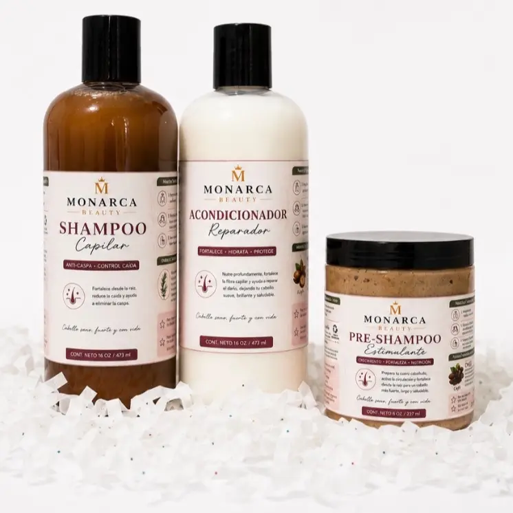 Monarca Hair Care Set - Shampoo Conditioner & Pre-Shampoo Treatment with Rosemary & Ginger for Nourishing Scalp & Strengthening Hair