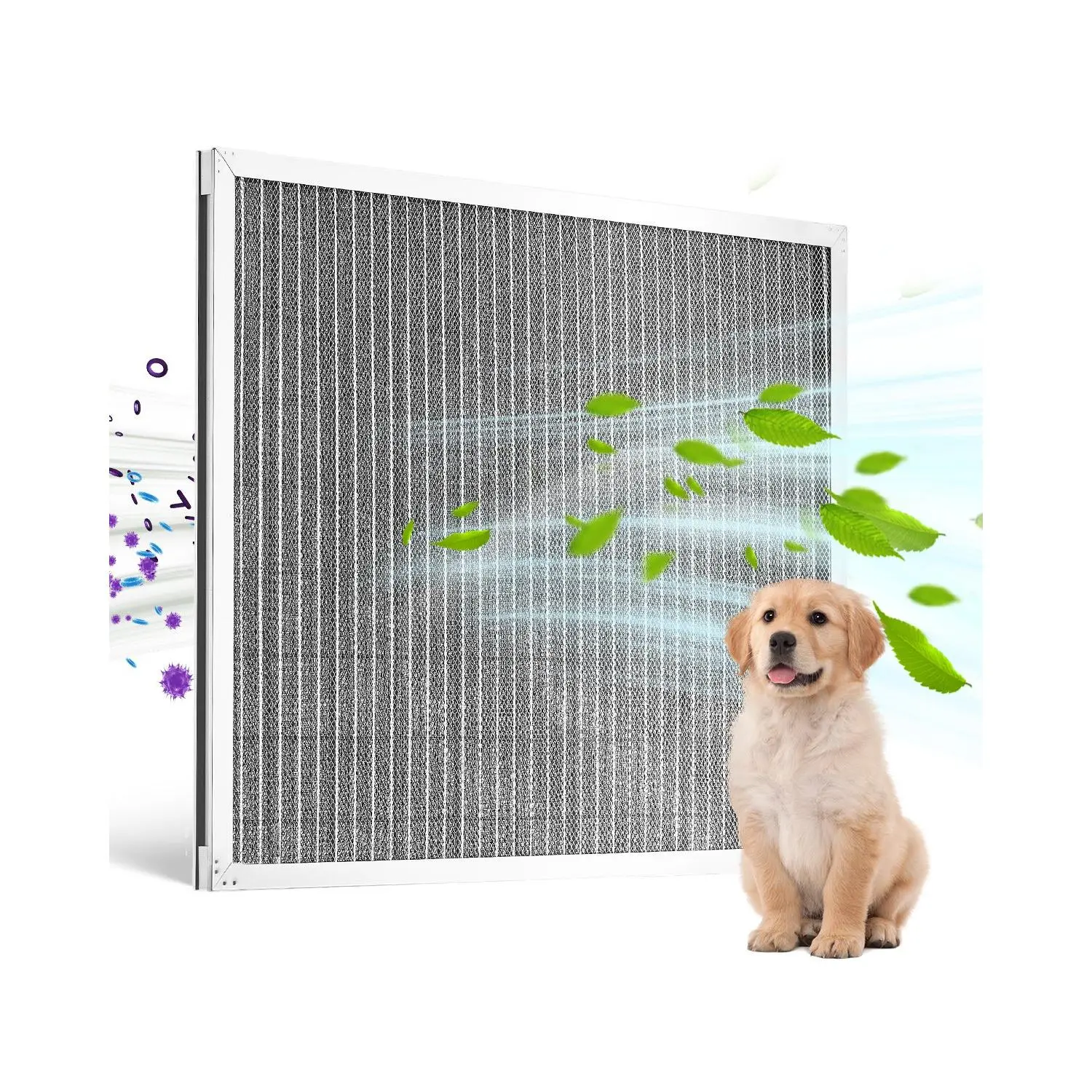 【Summerfinds】VEVOR Washable Reusable Nylon Mesh Aluminum Frame Electrostatic Air Filter, 20x25x1 in (Actual 19.75x24.65x0.82 in), MERV 8 Rating, 1.85 lbs, Easy Installation & Maintenance, for Home/Office AC/HVAC Furnace