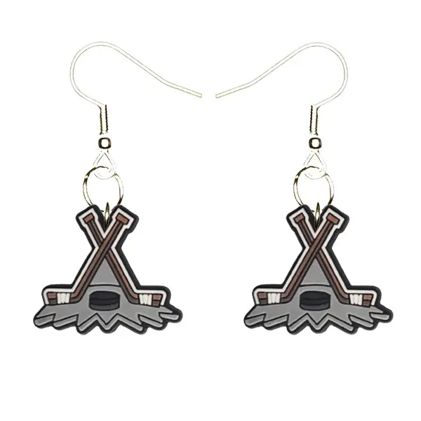 Hockey Earrings Hypoallergenic Silver Plated Fishhooks Sports Fan Yazzle Dazzle Football Basketball Hockey Soccer Lacrosse Rugby Futbol Béisbol
