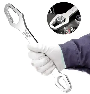 Multifunctional Silver Torx Wrench Adjustable Self-Tightening Double Head 8-22mm Universal for Auto Repair & Home DIY Projects