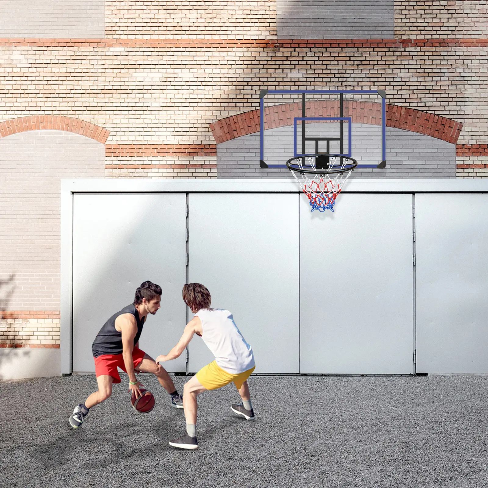SAVEYOUR Wall-Mounted Basketball Hoop, 45"x29" Shatterproof Backboard, Foldable Design, Reinforced Metal Frame, Durable Mesh, Easy to Assemble, Fits Walls for Adults Indoor/Outdoor Use, Backboards, Unisex, Functional, Children, Easy Assembly